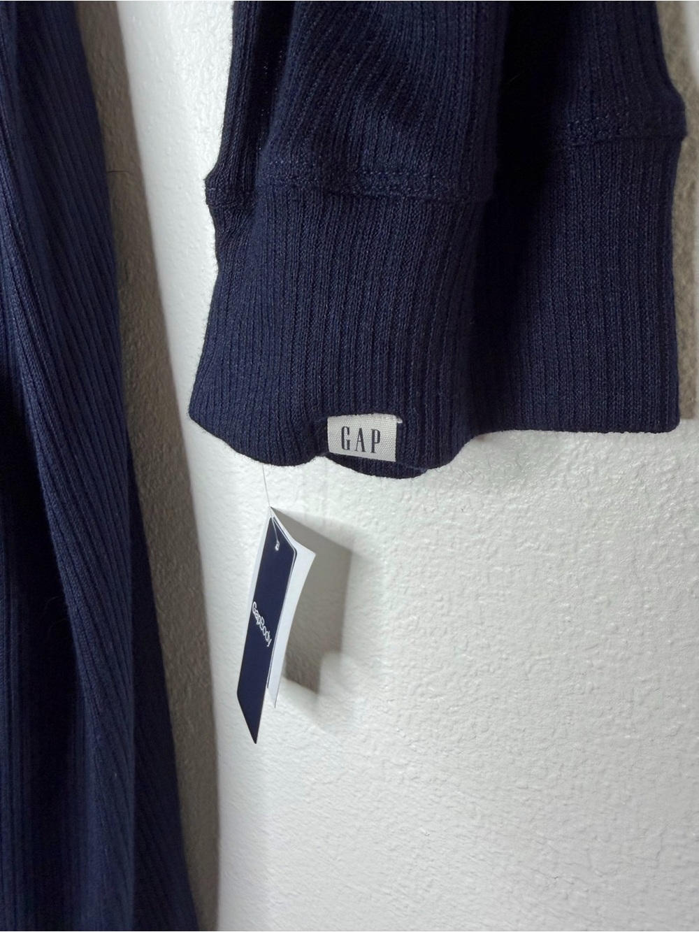 GapBody Ribbed Belted Robe Wrap Navy - size M - Picture 4 of 8